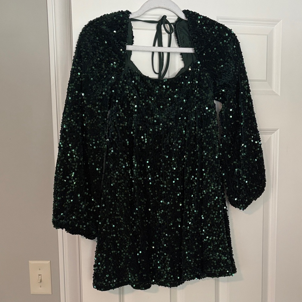 Altar'd State Green Sequin Mini Dress